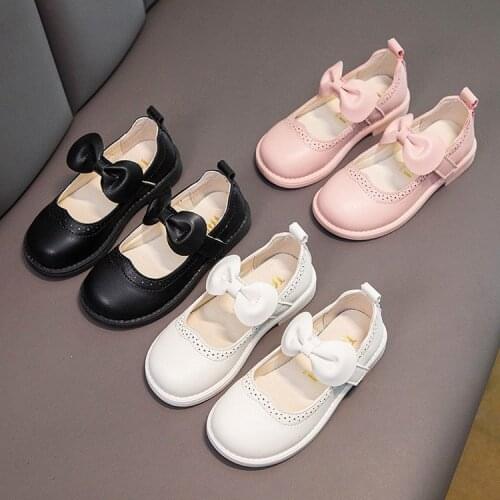 Girls Princess Shoes 2021 New Soft-soled Kids Shoes Toddler Shoes Childrens Shoes Leather Flats Casual Chic Bow-knot Fashion
