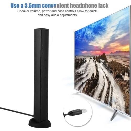 USB Game Driver Speaker Soundbar Subwoofer Loudspeaker For PS4/Laptop/PC Black