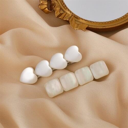 New Simple Geometric Square Heart Opal Stone Barrettes Hair Clips For Women Fashion Hair Accessories Hairpins Wholesale