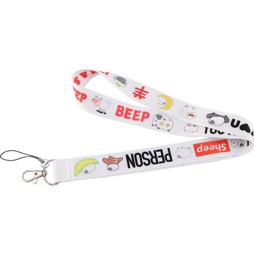 PC3314 Sheep Cartoon Lanyards Id Badge Holder Keychain ID Card Pass Gym Mobile Badge Holder Lanyard Key Holder