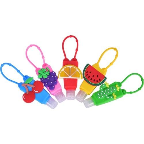 1PCS Cute Fruit Pattern 30ml Mini Hand Sanitizer Split Bottles Portable Detachable Cover Silicone Bath Shower Hand Gel Holder