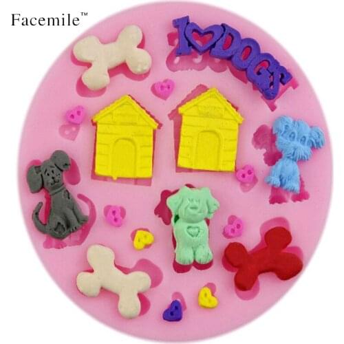 1pcs Dogs 3D silicone soap mold fondant candle molds sugar craft tools chocolate moulds bakeware cake decorating tools 50-33