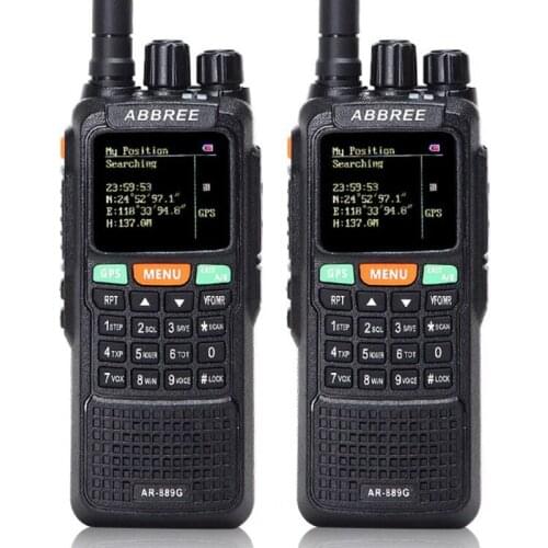 2PCS Abbree AR-889G 10W Walkie Talkie GPS SOS Night Backlight Duplex cross band Repeater Dual Band portable Two Way Radio