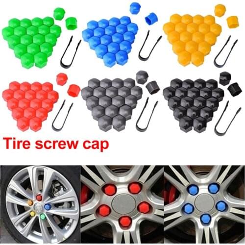 20Pcs 17mm Car Wheel Screw Nuts Covers Auto Caps Hub Screw Protector Bolts Head Cover Cap Plastic Tire Wheel Bolts Car Styling