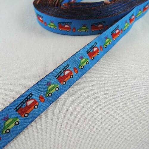 5/8" 16mm 10yard/lot 100% Polyester Woven Jacquard Ribbon High Quality Blue Background Cars Pattern CX01