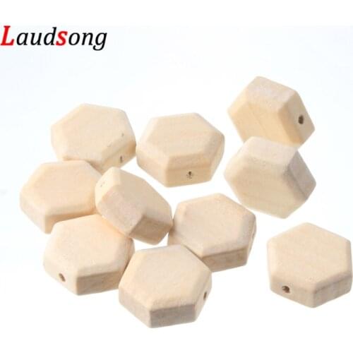 10Pcs/lot 22mm Hexagon Natural Wooden Beads Unfinished Spacer Wood Beads For Jewelry Making DIY Bracelet Necklace Accessories