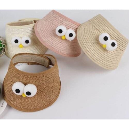 Baby Hats Childrens Empty Thin Straw Hats for Baby Girl and Baby Boy Spring and Autumn General Super Cute Big Eyes Bucket Caps