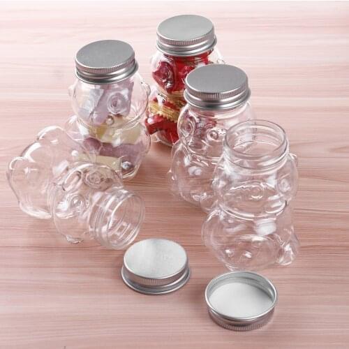 10Pcs 100ml Premium Vial Cute Bear Candy Sugar Snacks Storage Containers Bottle Plastic Bear Jar Food Honey Bottle for Kids Gift