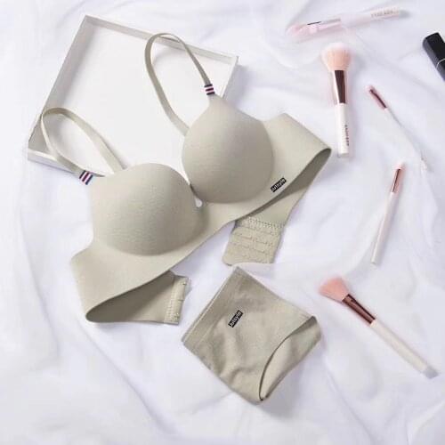 French Silk Bodysuit Underwear For Women Briefs Seamless Strap Lingerie Sexy Lady Bra Lace Set Thick Cup Push Up Bras Comfort