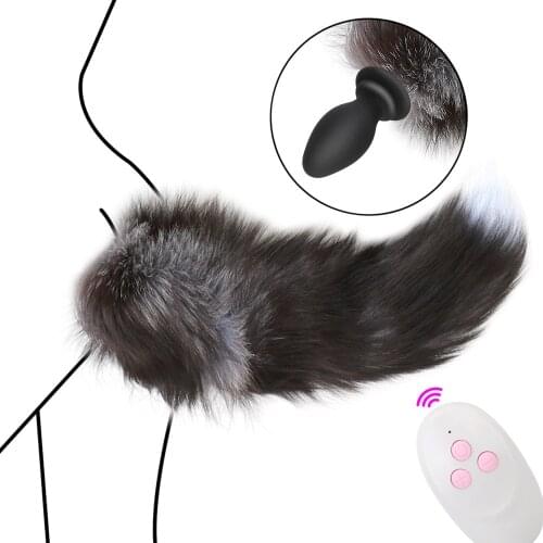 IKOKY 10 Frequency Remote Control Sex Toys For Couples Anus Dilator Adult Game Vibrating Butt Plug Fox Tail Anal Plug Vibrator