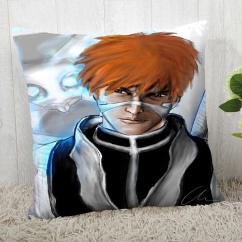 Custom Pillow Cases Ichigo Kurosaki Square Pillowcase Christmas Zippered Pillow Cover 40*40cm,45*45cm(One Side)
