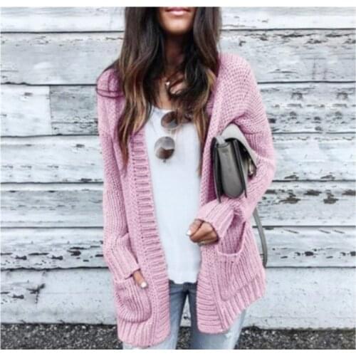 Fashion Elegant Autumn Long Jacket Coat Women Ladies Long Sleeve Loose Knitted Cardigan Outwear Sweater Women Plus Size Jumper
