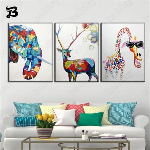 Canvas Painting Wall Art Pictures The Giraffe Oil Painting Palette Painting Cartoon Canvas Posters Prints for Living Room Decor