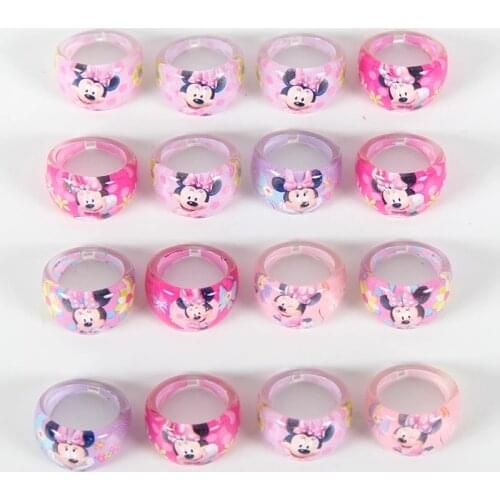 1000pcs Minnie Mickey Mouse Party Favors Rings Acrylic Crystal Kids Girls Finger Rings Baby Party Decor Gifts Supplies