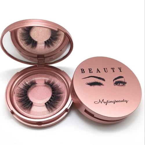 Round eyelash packaging Lash Boxes Packaging Custom Logo Faux Mink Lashes Strips Glitter Round Empty Case