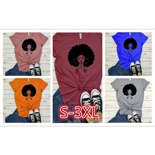 Summer womens fashion O-neck casual T-shirt short-sleeved tshirt pattern T-shirt large size S-3XL