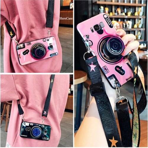 For Samsung Galaxy A22 A42 Fashion Camera Soft Phone Cases A12 A32 A51 A71 A52 Retro Silicone TPU Back Cover With Holder Fundas