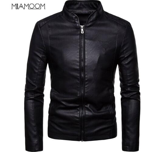 Men Leather Jackets Autumn New Mens Korean Style Slim Collar PU Leather Jacket