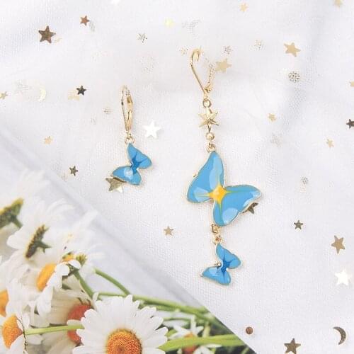 MWSONYA 2020 New Korean Long Pendant Earrings Butterfly Asymmetric Drop Earrings for Women Earings Fashion Jewelry Sky Ear Hook