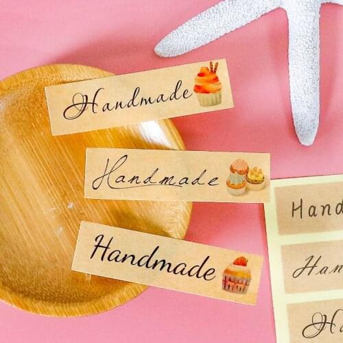 100pcs Handmade Kraft Seal Stickers Rainbow Dreamcatcher Rectangle Merci Gift Stickers DIY Scrapbooking Bakery Sealing Labels