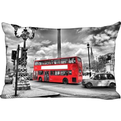 Custom Red London bus on Tower Brid Rectangular Pillowcase Home Bedroom Living Room Silk Pillowcase Two Sides Printing More Size