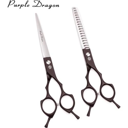 Pet Grooming Scissors Purple Dragon 7.0" JP Stainless Puppy Thinning Shears 9029# Dog Hair Scissors Animal Scissors Finger Rest