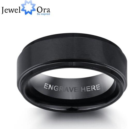 Personalized Engrave Tungsten Steel Ring Fashion Jewelry Black Men Rings For Party Gift for Husbands(JewelOra RI101913)