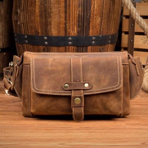 Crazy Horse Genuine Leather Waist Packs Fanny Pack Belt Bag Phone Pouch Bag Travel Waist Pack Male heuptas Waist Bag Pouch
