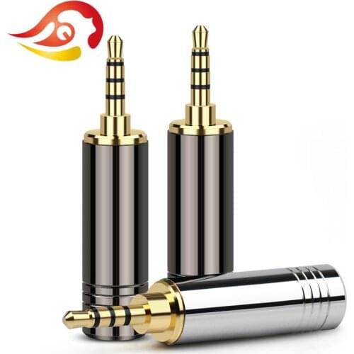 QYFANG 2.5mm Audio Jack 4 Pole Stereo With Steps Earphone Plug Adapter Bright Aluminum Alloy Shell Wire Connector For Headphone