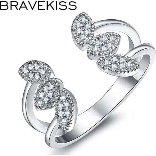 BRAVEKISS Leaves Split Adjustable Ring For Women Open Finger Rings Fashion Jewelry New Anillos Jewellery Accessories BUR0375