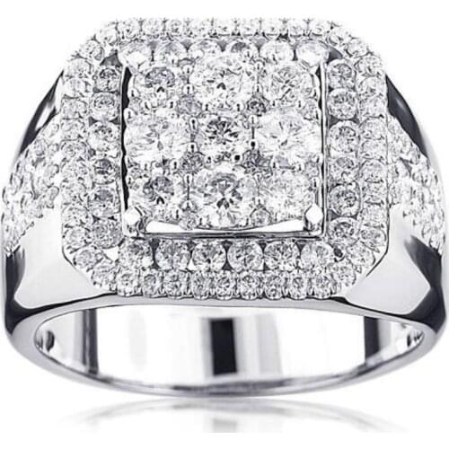 Luxury Gorgeous Men Jewelry White Zircon Rings for Wedding Engagement Party Set Gifts Size 7 8 9 10 11 12 13