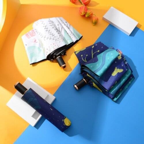 Man Parasol Woman Folding Umbrella Cartoon Personality Black Coating Anti-UV Female Sun Umbrella For Boys Rain Gear