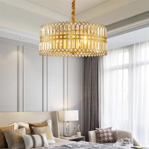 Light luxury chandelier postmodern living room crystal lamp modern dining room three-color bedroom golden lamp