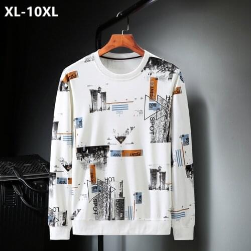 Spring Autumn Long Sleeve Loose Men Sweatshirt Oversized 6XL 7XL 8XL 9XL 10XL Plus Size Sweat Shirt Black White Mens Clothing