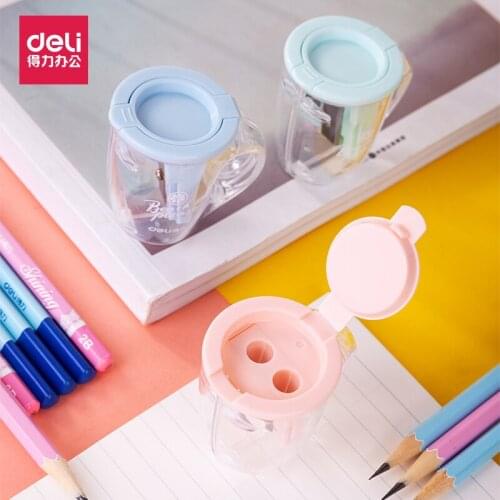 Deli 0551 Double Hole Pencil Sharpeners Lovely And Creative Tea Cup Modeling Student Pencil Sharpener Cute Kids Stationary