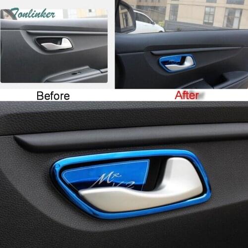 Tonlinker Cover case sticker for KIA K2 RIO 2017-18 Car styling 4 pcs Stainless steel door interior handle bowle cover stickers