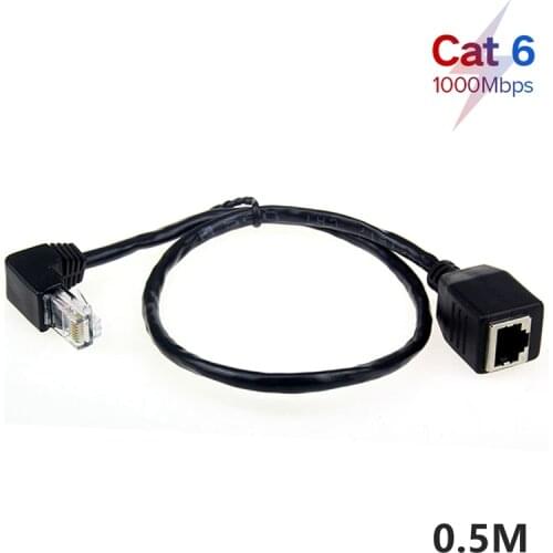 Cat6 Ethernet Extension Cable Rj45 Cat6 Ethernet Lan Network Cable Male to Female RJ45 90 Degree Right Anlge for PC Laptop