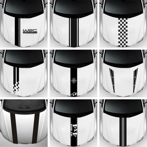 Car Hood Cover Universal Stickers Fashion Head Decals WRC Stripes Vinyl Racing Sports Decoration for Toyota VW BMW Audi Benz