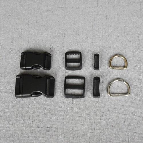 20 Sets 20mm/25mm Webbing Metal Hardware D Ring Adjuster Belt Strap Slider Release Buckle for Paracord Pet Harness DIY 4s-slk