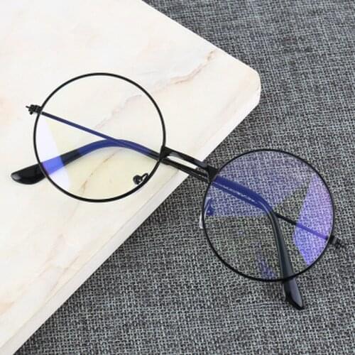 Vintage Glasses Round Metal Frame Eye Glasses Game Eyewear Clear Lens College Style Eye Protection Glass Blue Light Blocking