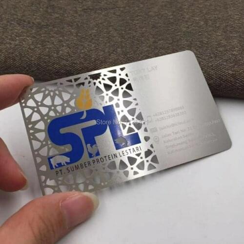 High Quality Cut Out printng logo Stainless Steel Metal Business Cards