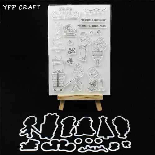 YPP CRAFT Merry&Bright Stamp And Metal Cutting Dies for DIY Scrapbooking/photo album Decorative Embossing DIY Paper Cards
