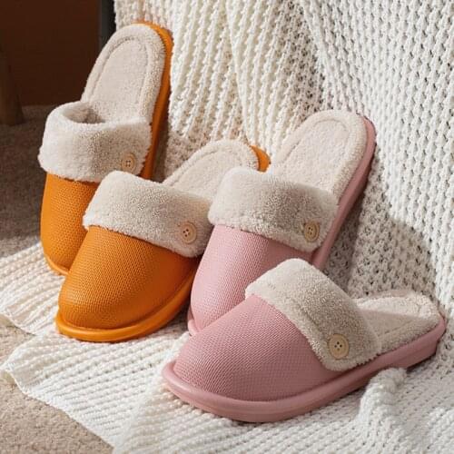 2020 Winter New Home Bathroom Waterproof Women Fur Slippers Warm Detachable Plush Bedroom Couples Shoes Ladies Furry Slides
