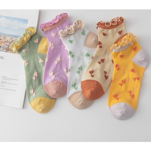 Women Socks Kawaii Cotton Cute Student Leisure Footwear Love Breathable Spring Summer Low Cut Socks