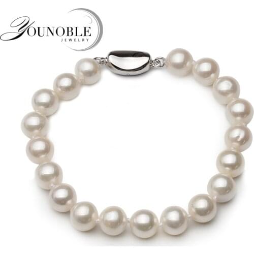 Good quality Real Natural Freshwater Round Pearl Bracelet Women,wedding Bracelet Girl Birthday Gift