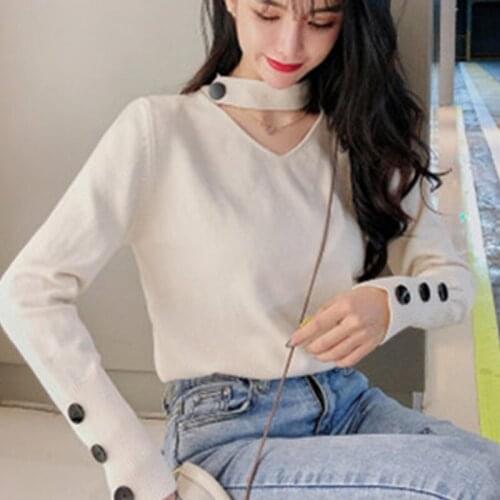 Pullover Sweater Women 2021 Spring Autumn New Korean Fashion Loose Hollow All-Match Casual Solid Color Knitting Sweaters Female