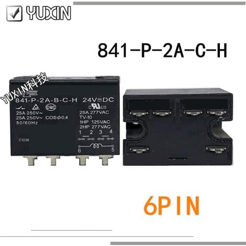 10PCS/LOT 100%Original&New Relay 841-P-2A-C-H 841-P-2A-C-H-24VDC 841-P-2A-C-H-12VDC 841 P 2A C H 24V 12V 6PIN 25A