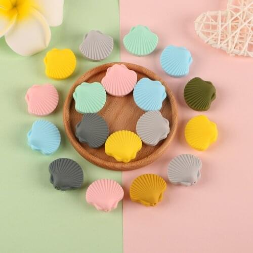 Sunrony 10Pcs Cartoon Shell Shape Silicone Beads Baby Molar Teether Bead DIY Pacifier Chain Jewelry Accessories