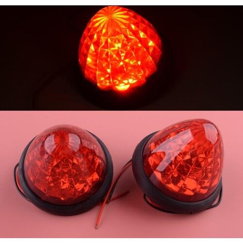 2Pcs Trailer Truck 16-LED Red Round Beehive Cone Side Marker Light Grommet Clearance Cab Sleeper Lamp 2W 24V 0.1A