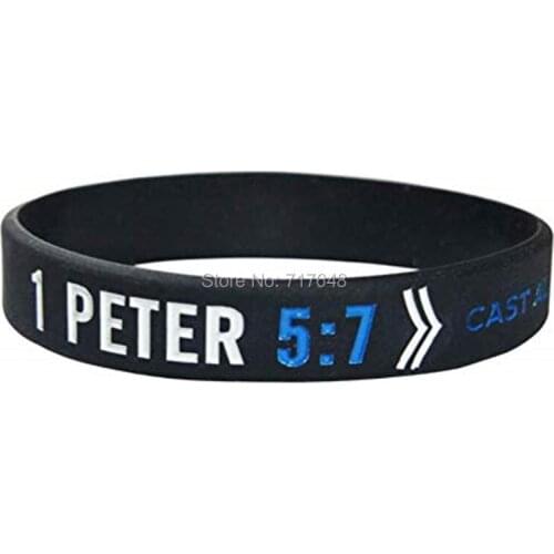 30pcs Bible Verse Christian 1 Peter wristband silicone bracelets free shipping by ePacket A